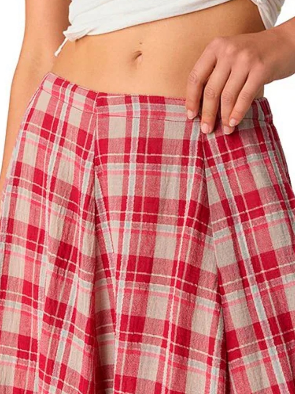 NWT🌷Free People Plaid Printed Mid Rise A-Line Maxi Skirt - Picture 15 of 15